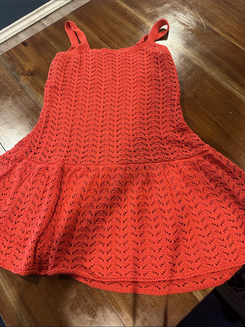 Women's Red Crochet Peplum Tank Top